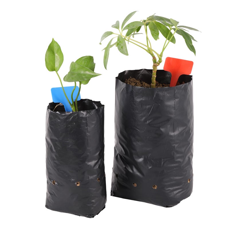 FULAIERGD 100 Pcs Thicken PE Seedling Bag Fruit Tree Seedling Cup Bonsai Planting Bag with 30 Pcs Plant Labels and 2 Pcs Mini Hand Portable Watering Sprinkler (4.52 Dia x 8.07 Height Inches) - Image 1